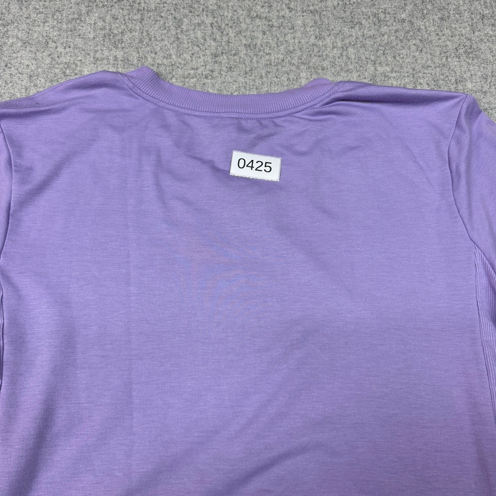 Flora Nikrooz V-Neck Top XL Purple Short Sleeve Ribbed Side Panel Loungewear Tee - Picture 9 of 9